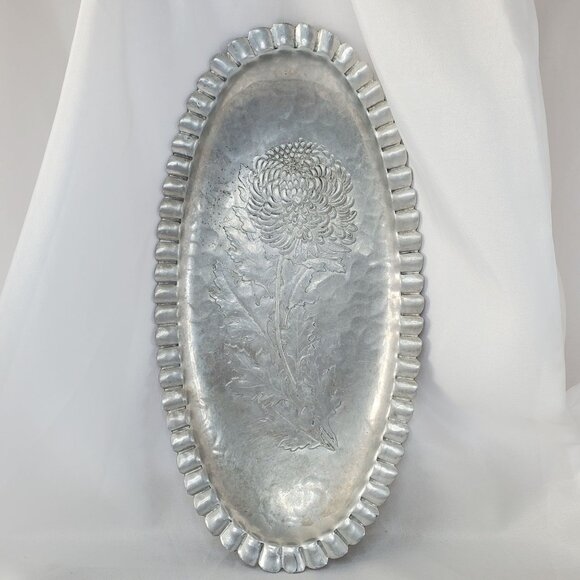 VTG Continental Trade Mark Silverlock Hammered Tray Oval 12" Hand Wrought #1066 - Picture 1 of 13